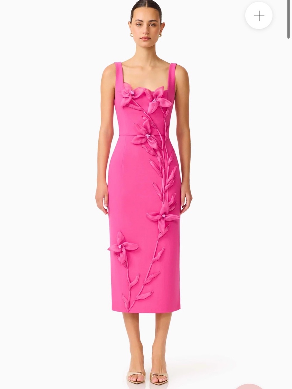 Elliatt Ilaria Pink Floral-Appliqué Midi Dress Medium
